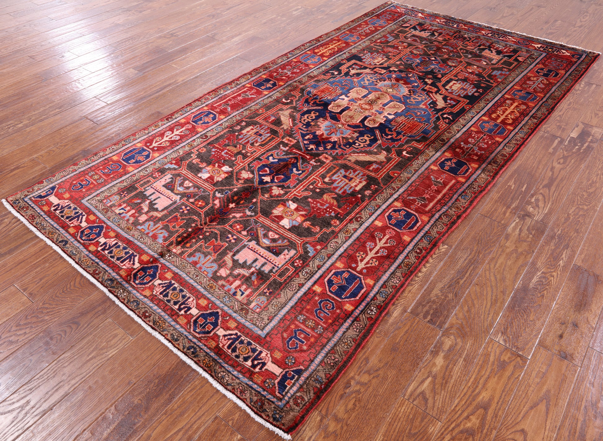 New Authentic Persian Nahavand Hand Knotted Rug - 5' 0" X 10' 1" - Golden Nile