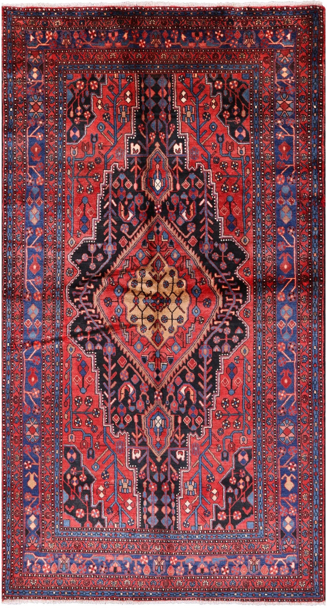 Black New Authentic Persian Nahavand Handmade Wool Rug - 5' 0" X 9' 5" - Golden Nile