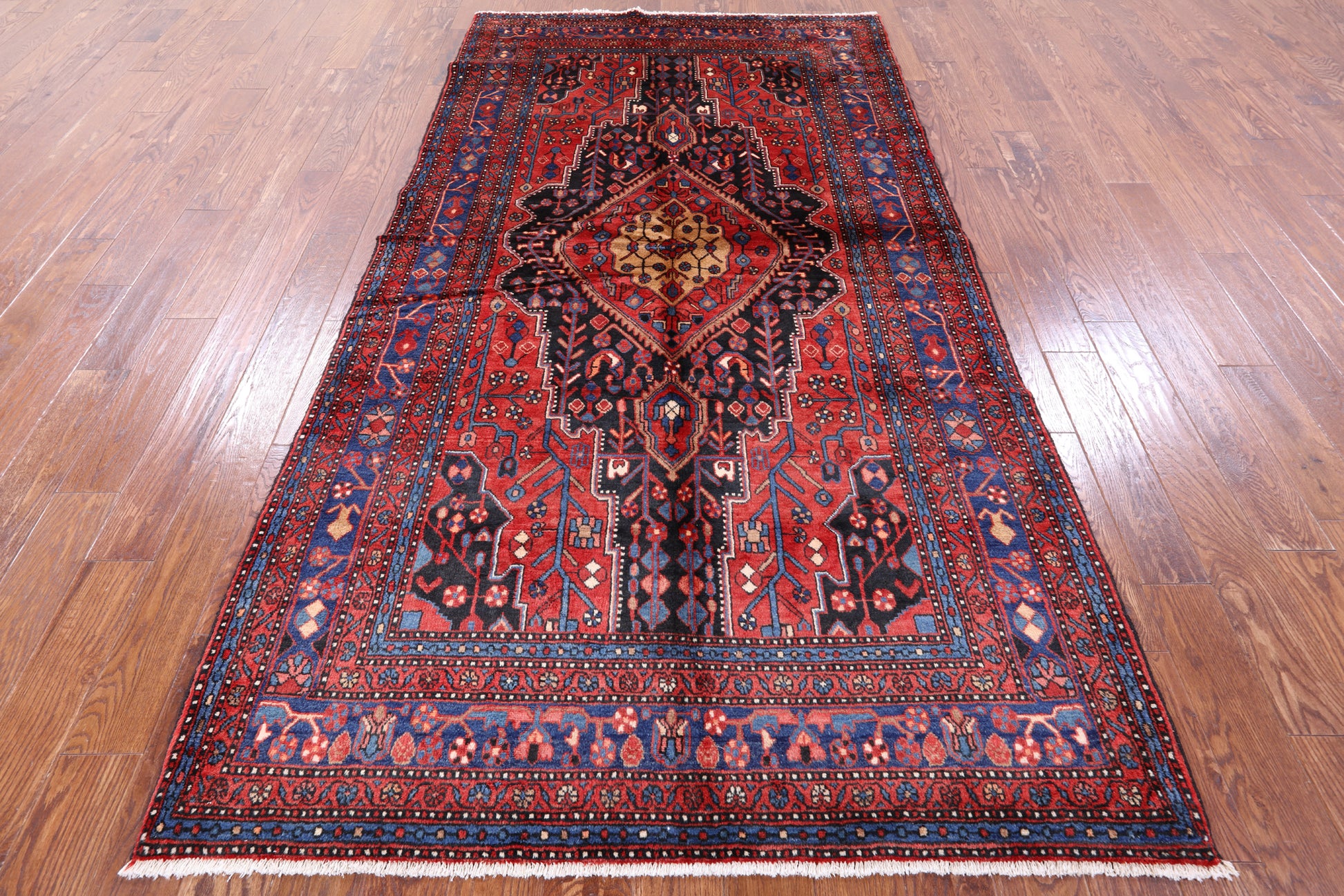 Black New Authentic Persian Nahavand Handmade Wool Rug - 5' 0" X 9' 5" - Golden Nile