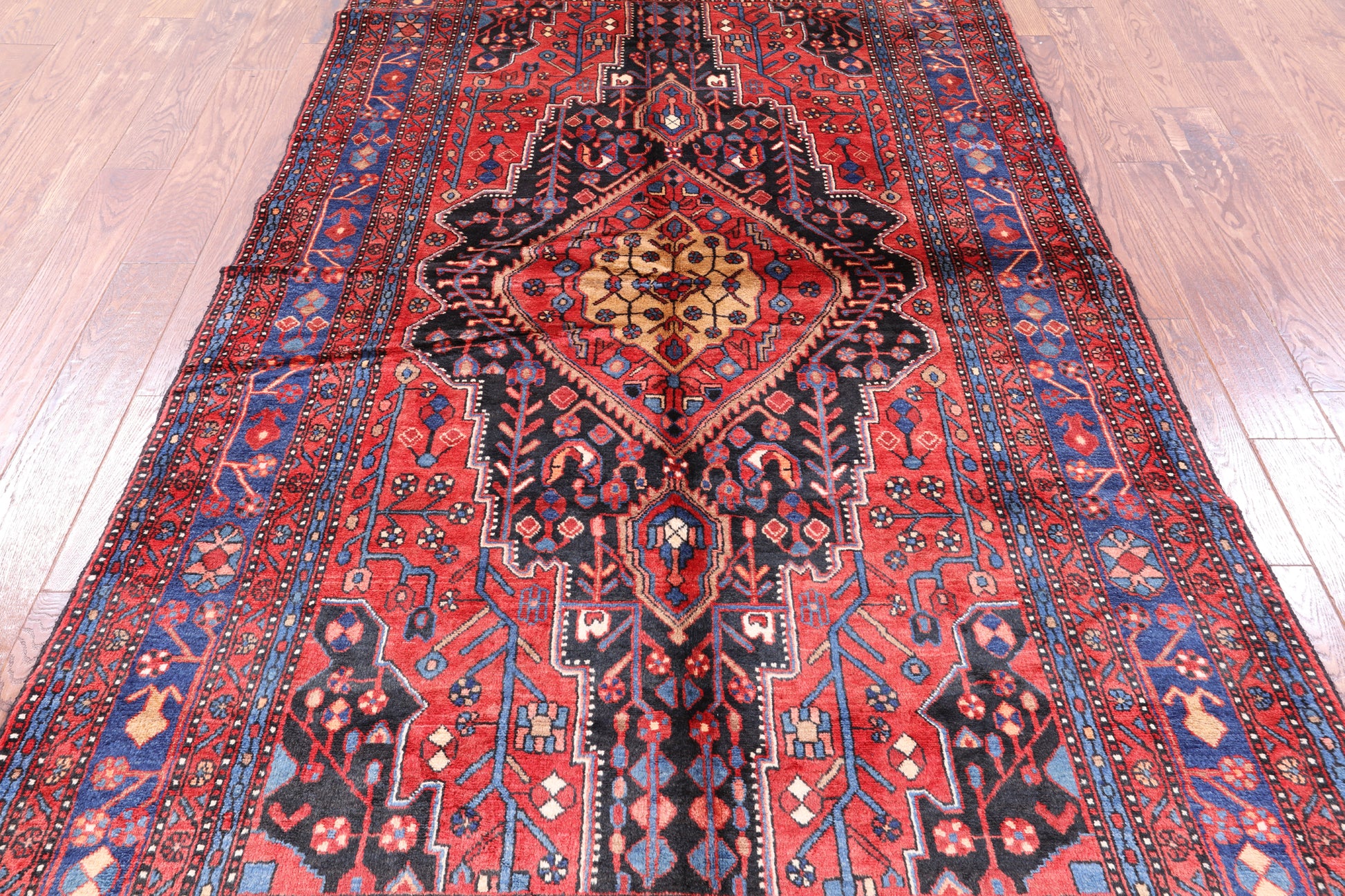 Black New Authentic Persian Nahavand Handmade Wool Rug - 5' 0" X 9' 5" - Golden Nile