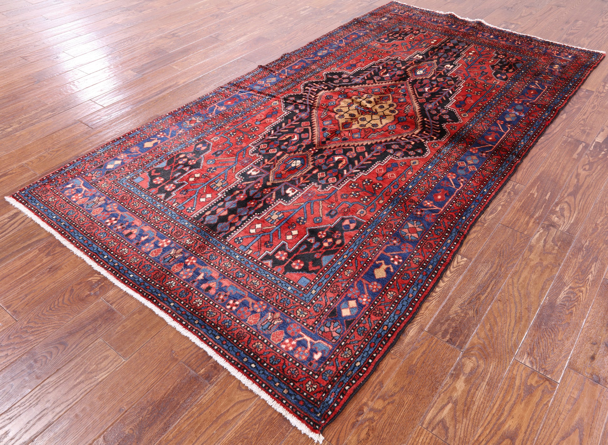 Black New Authentic Persian Nahavand Handmade Wool Rug - 5' 0" X 9' 5" - Golden Nile