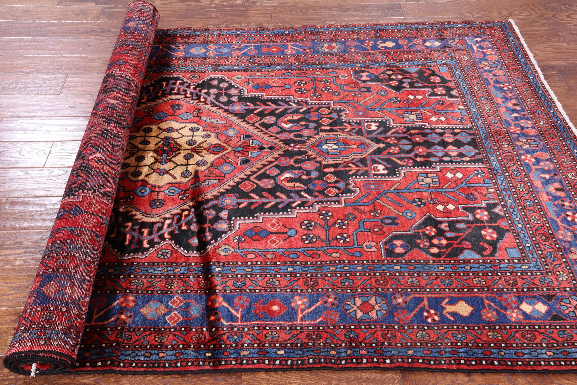 Black New Authentic Persian Nahavand Handmade Wool Rug - 5' 0" X 9' 5" - Golden Nile