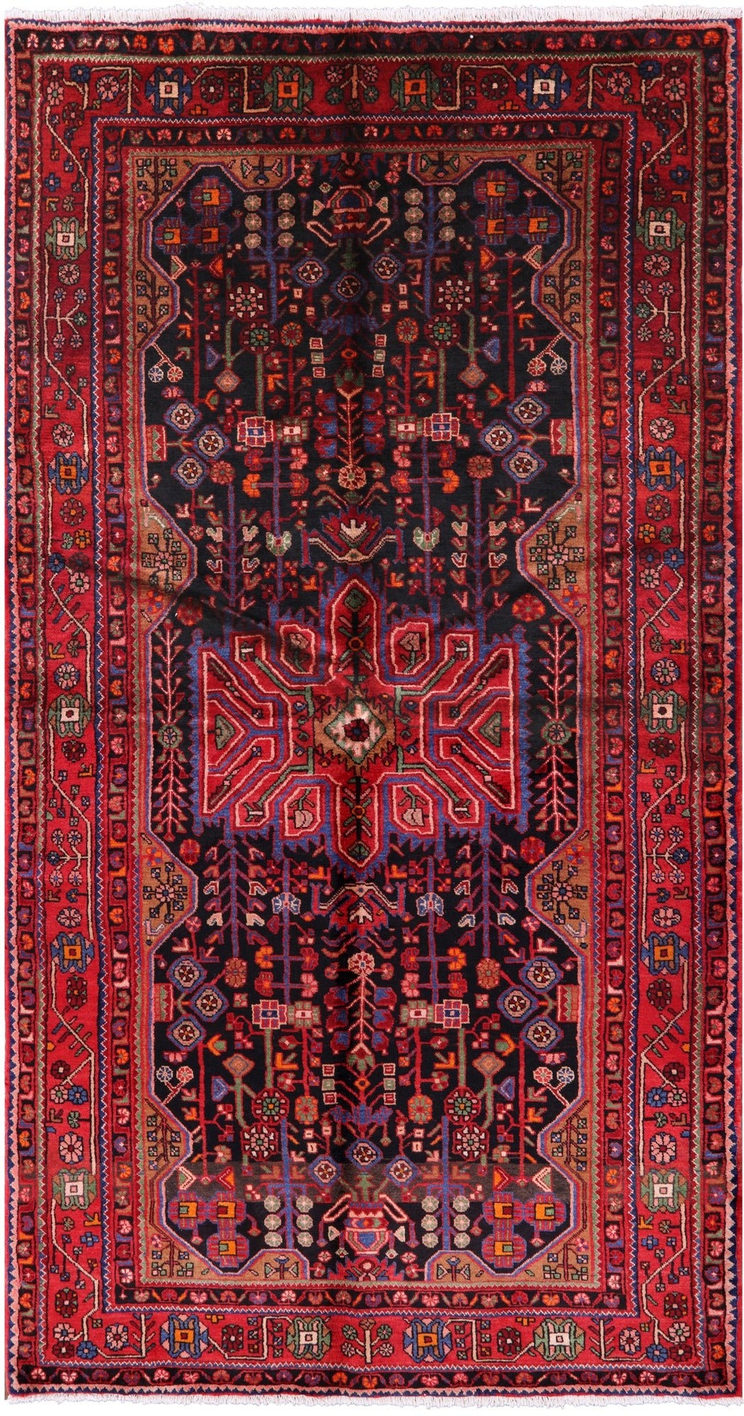 Black New Persian Nahavand Wool Rug - 5' 4" X 10' 0" - Golden Nile