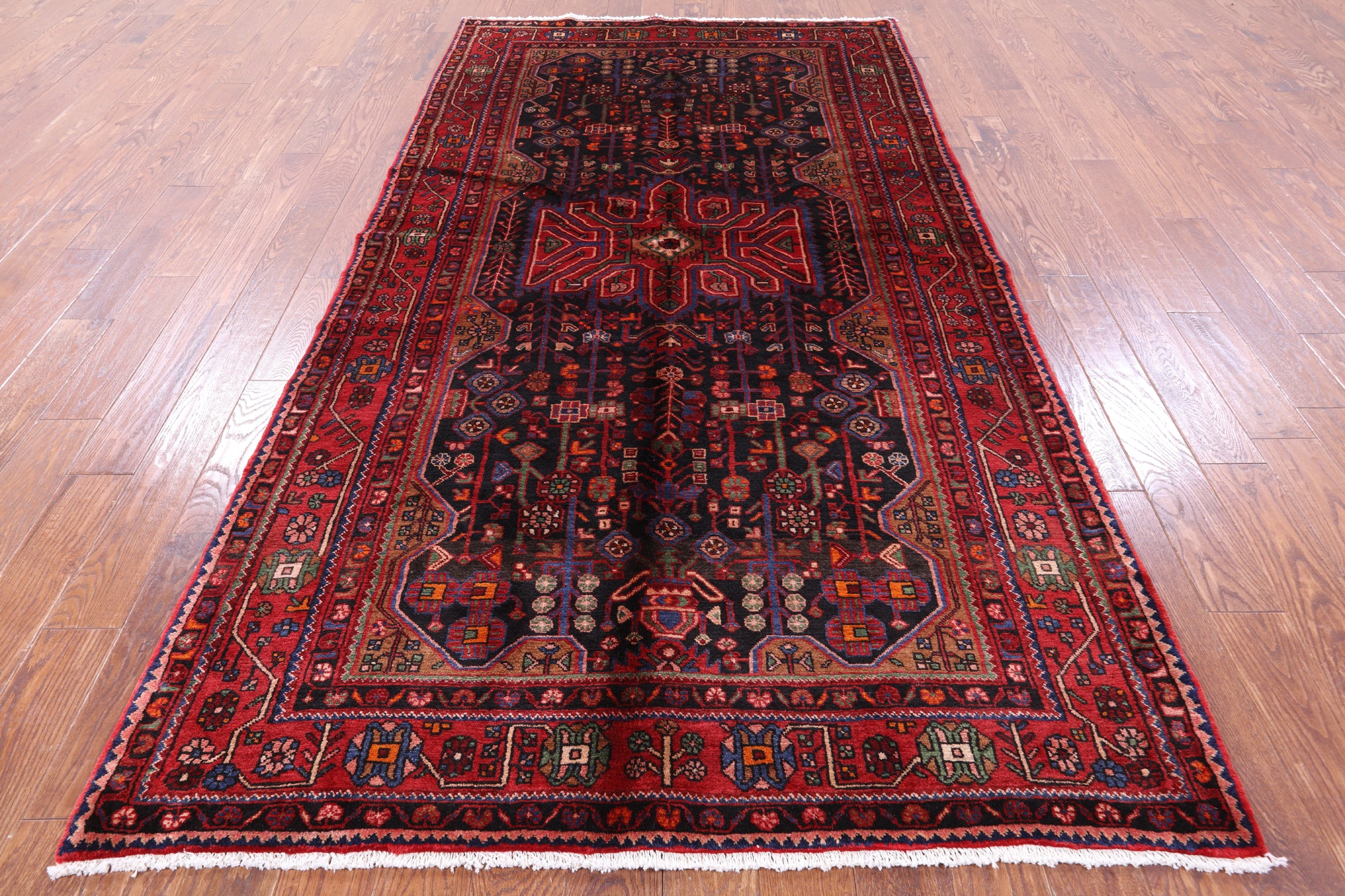 Black New Persian Nahavand Wool Rug - 5' 4" X 10' 0" - Golden Nile