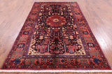 Black New Authentic Persian Nahavand Hand Knotted Rug - 5' 6" X 9' 6" - Golden Nile