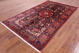 Black New Authentic Persian Nahavand Hand Knotted Rug - 5' 6" X 9' 6" - Golden Nile
