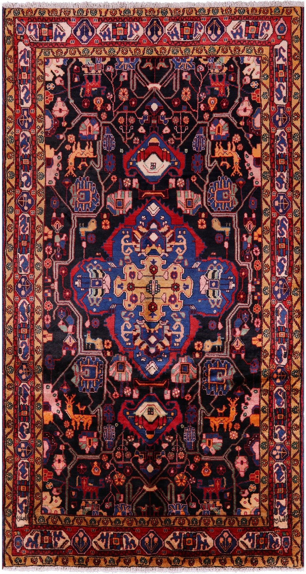 Black New Authentic Persian Nahavand Rug - 5' 2" X 9 11" - Golden Nile