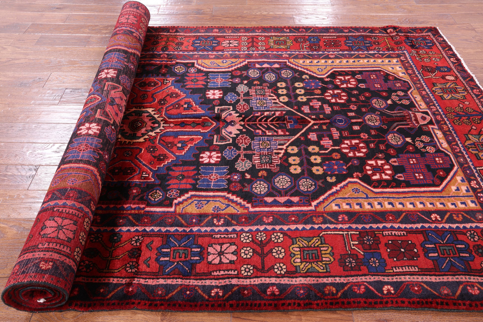 Black New Handmade Authentic Persian Nahavand Wool Rug - 5' 6" X 10' 5" - Golden Nile