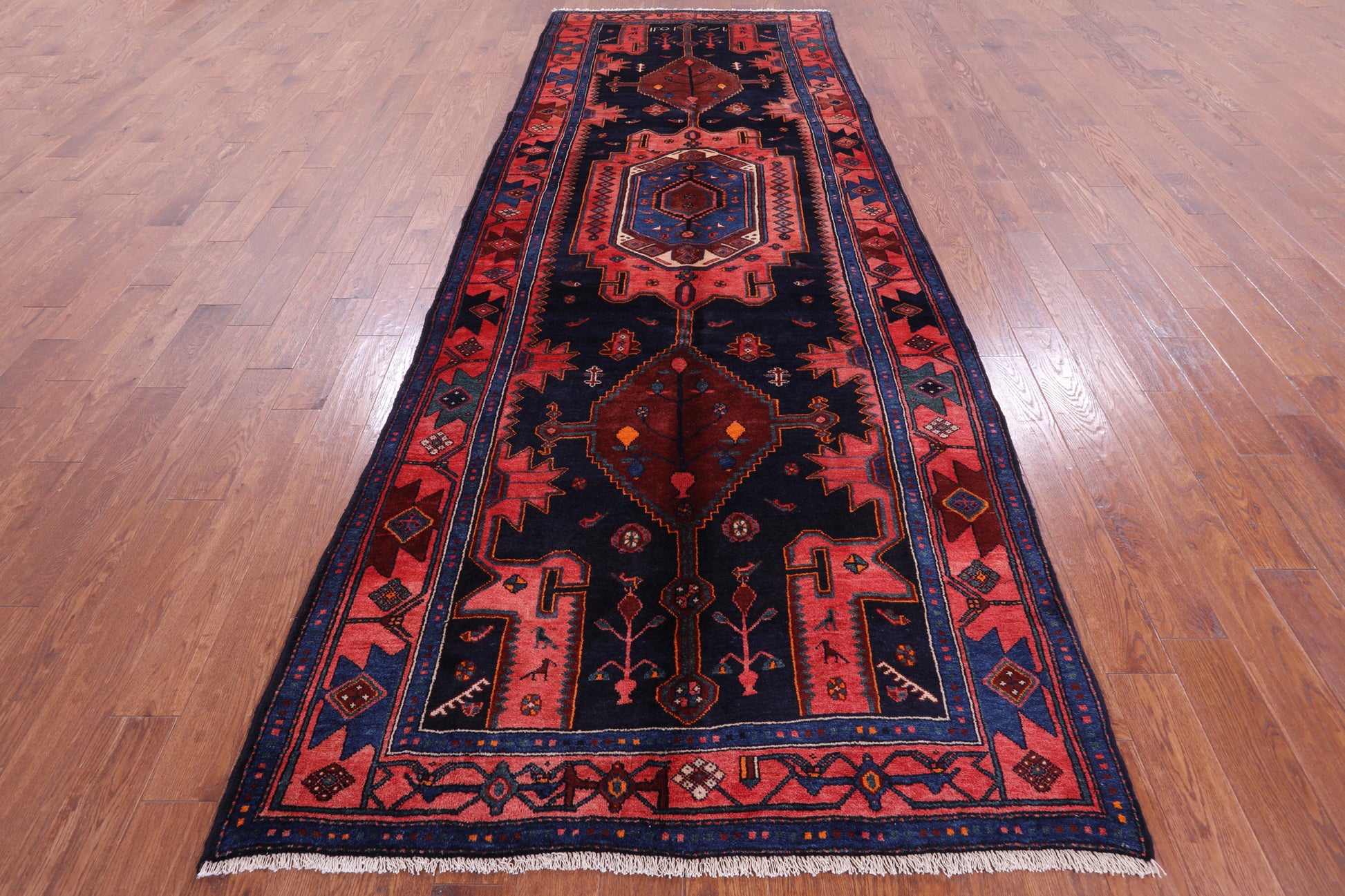 New Authentic Persian Nahavand Handmade Wool Rug - 4' 9" X 13' - Golden Nile