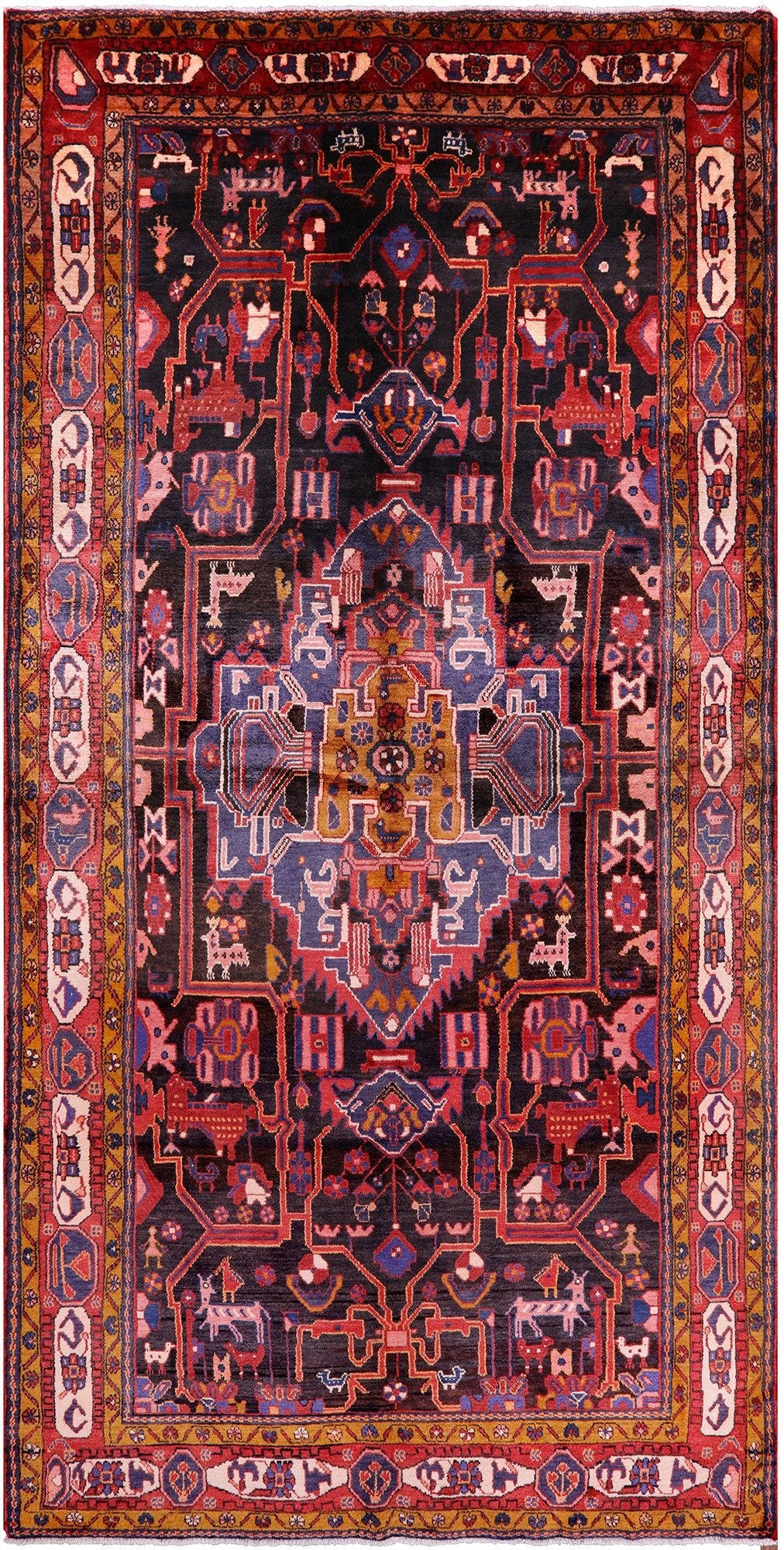 Black New Authentic Persian Nahavand Rug - 5' 8" X 11' 3" - Golden Nile