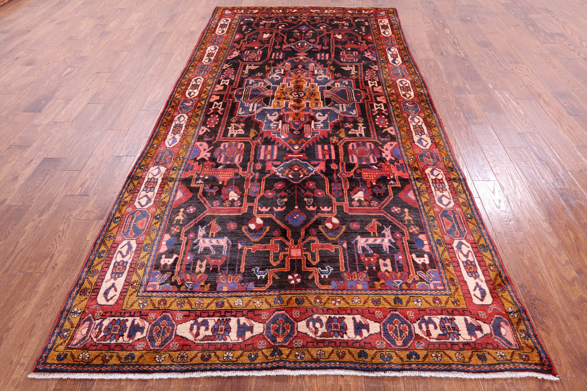 Black New Authentic Persian Nahavand Rug - 5' 8" X 11' 3" - Golden Nile