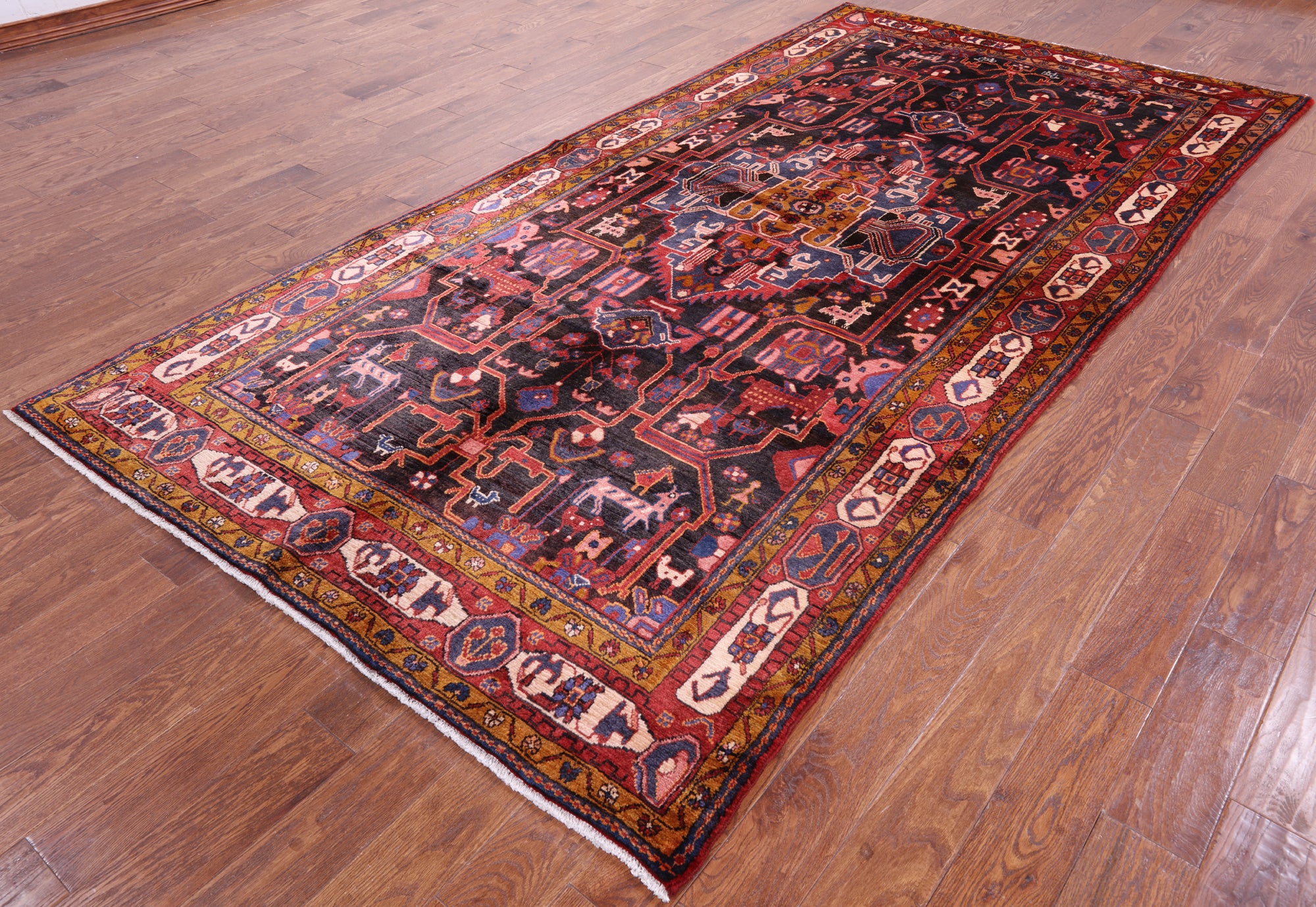 Black New Authentic Persian Nahavand Rug - 5' 8" X 11' 3" - Golden Nile