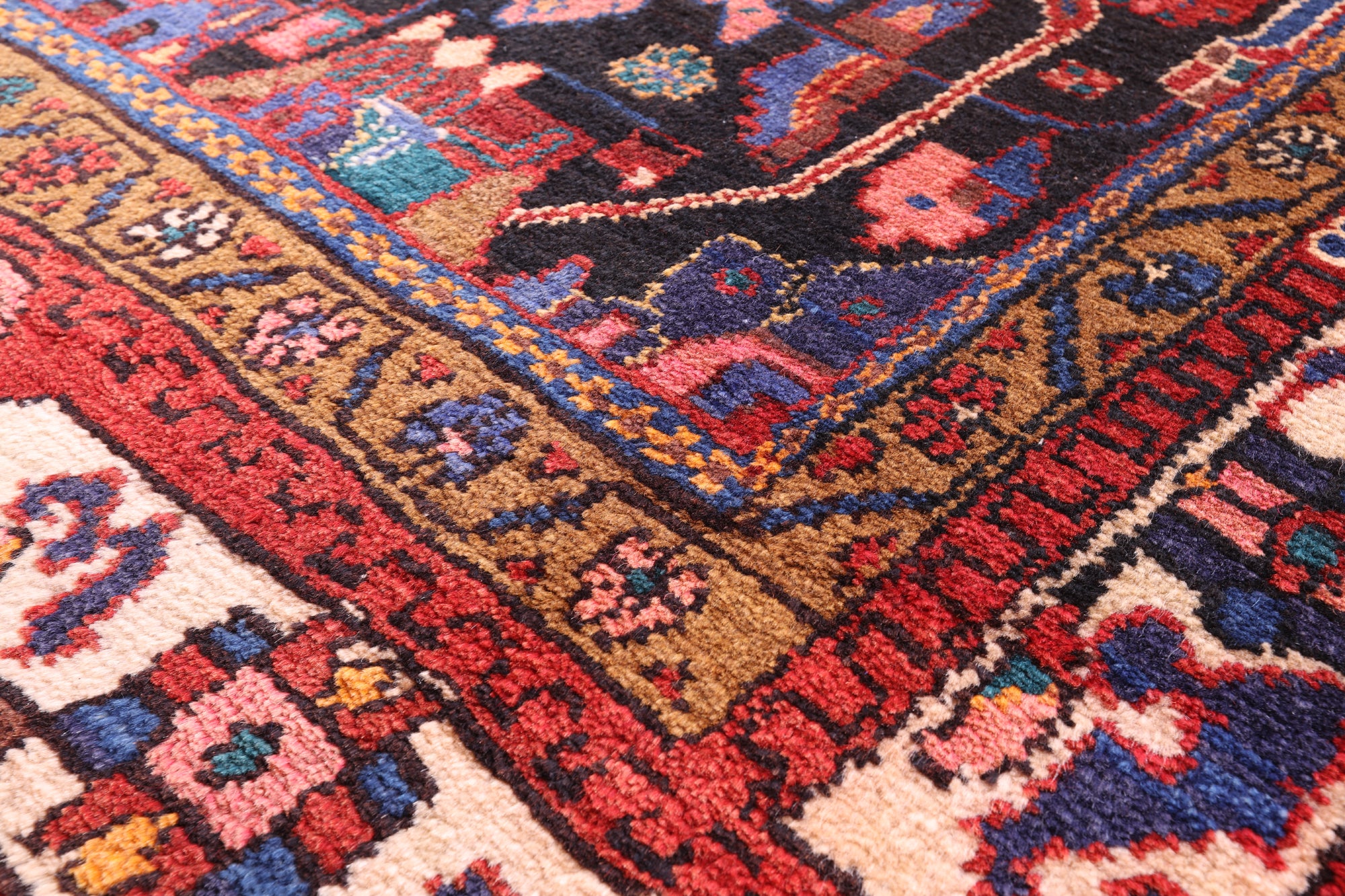 Black New Persian Nahavand Handmade Wool Rug - 5' 11" X 11' 3" - Golden Nile