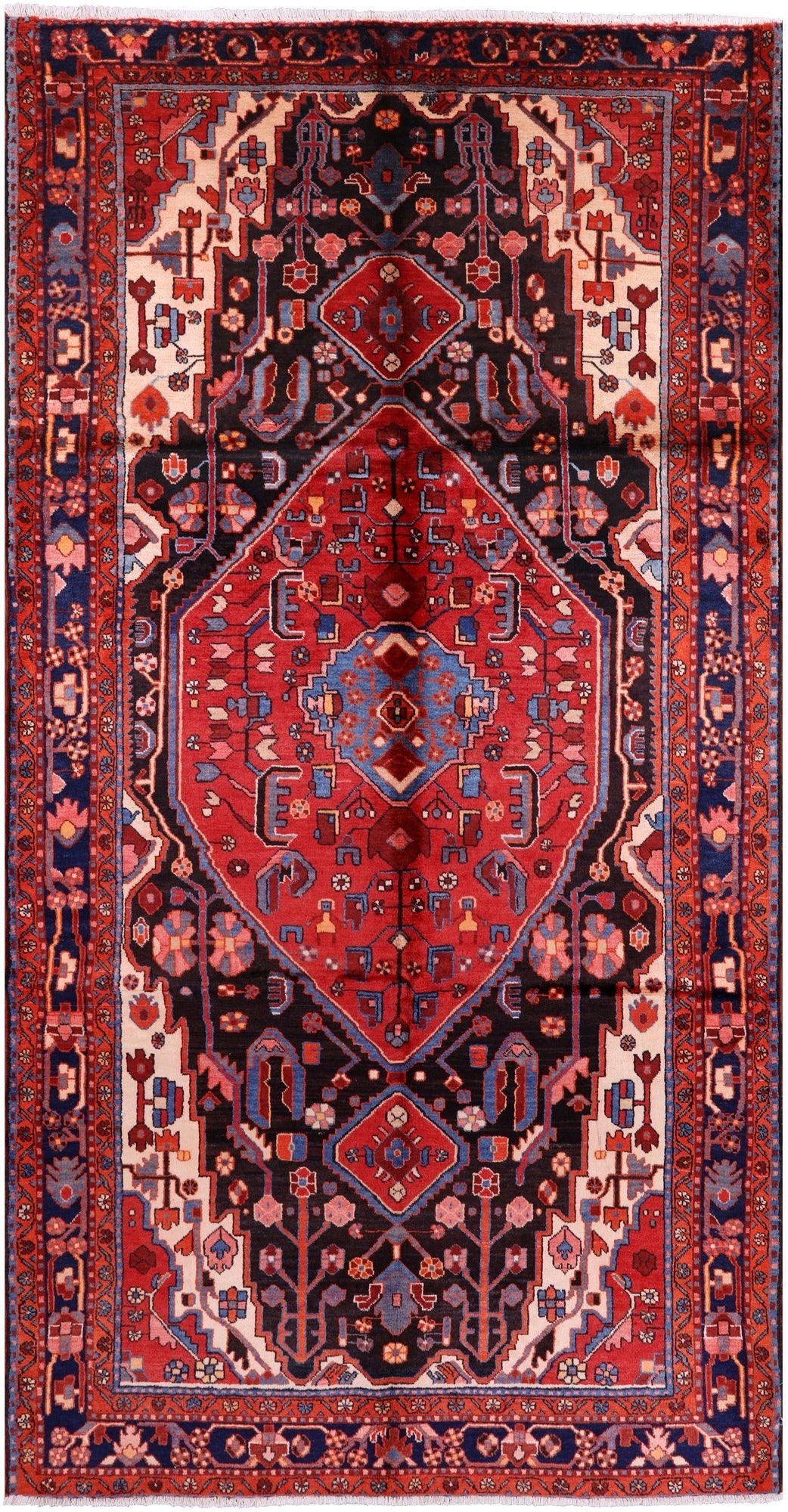 Black New Authentic Persian Nahavand Hand Knotted Wool Rug - 5' 6" X 10' 6" - Golden Nile