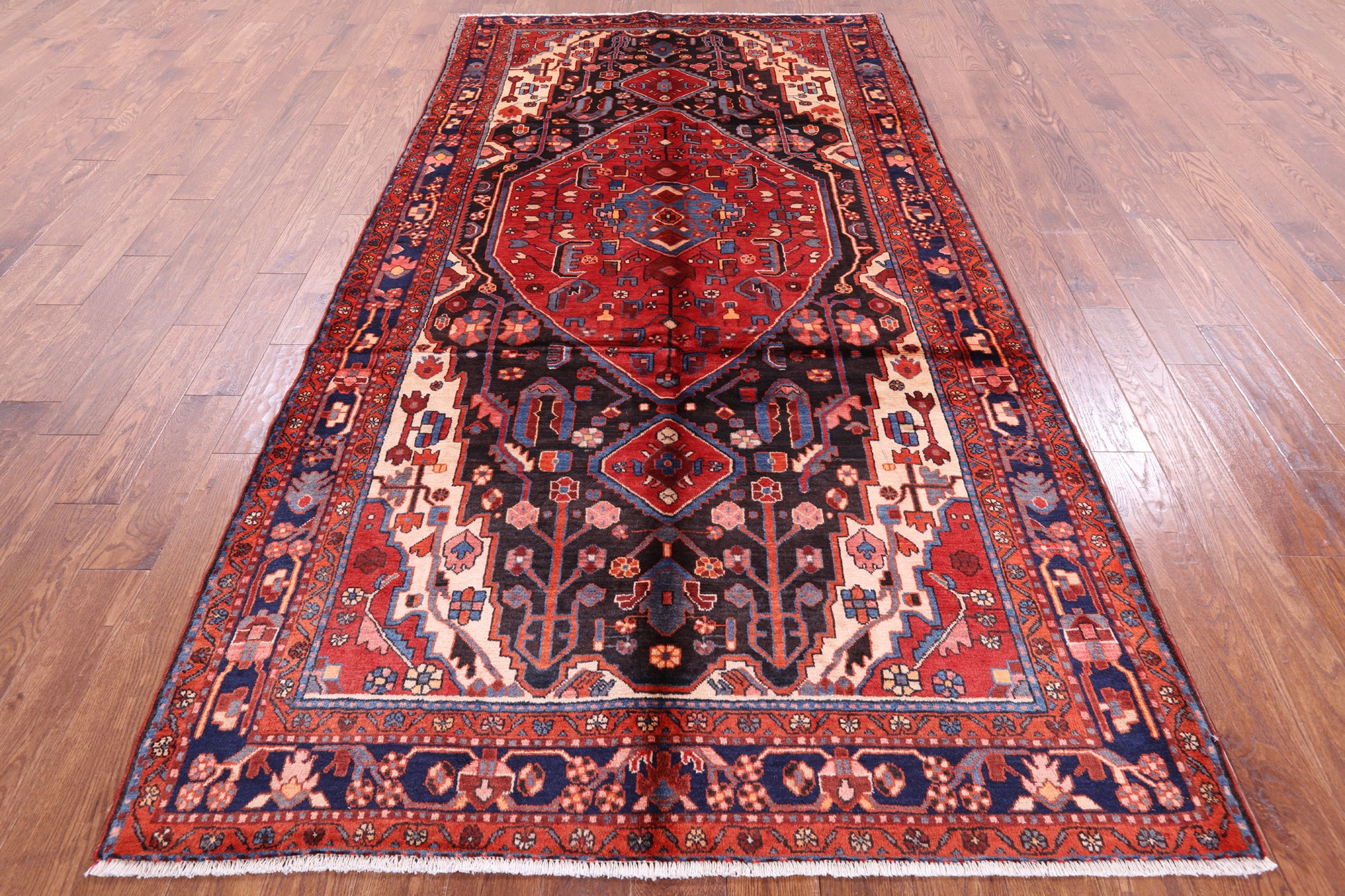 Black New Authentic Persian Nahavand Hand Knotted Wool Rug - 5' 6" X 10' 6" - Golden Nile