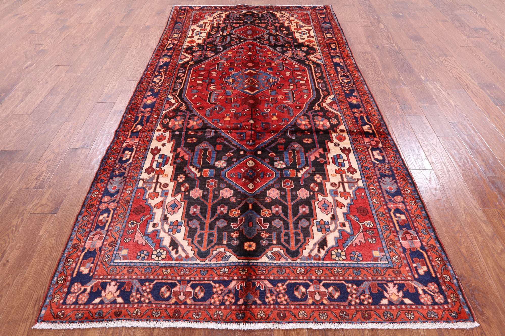 Black New Authentic Persian Nahavand Hand Knotted Wool Rug - 5' 6" X 10' 6" - Golden Nile