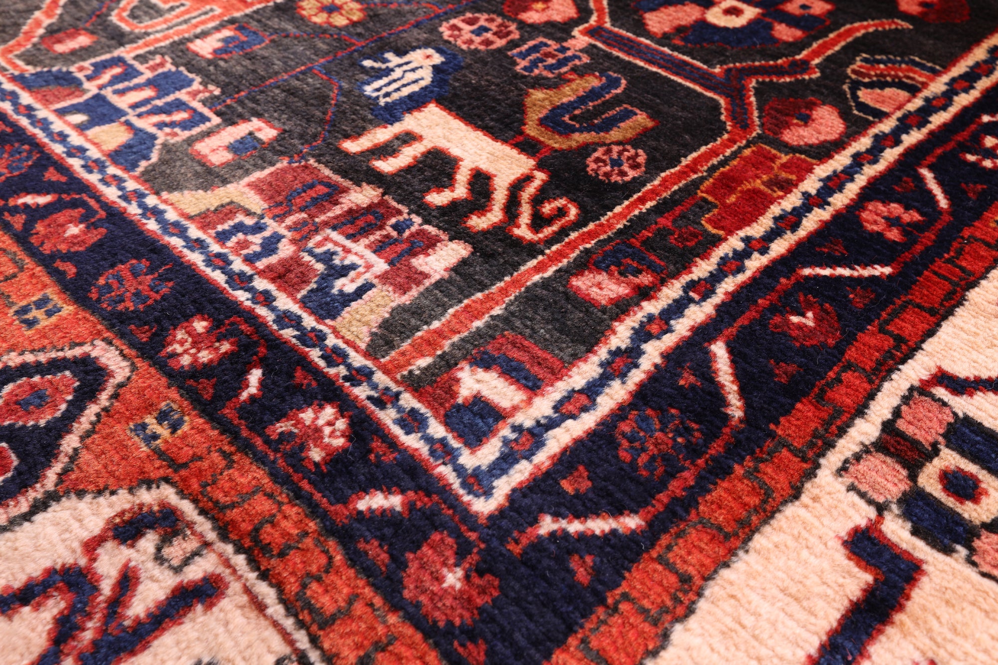 Black New Authentic Persian Nahavand Handmade Rug - 5' 4" X 10' 3" - Golden Nile