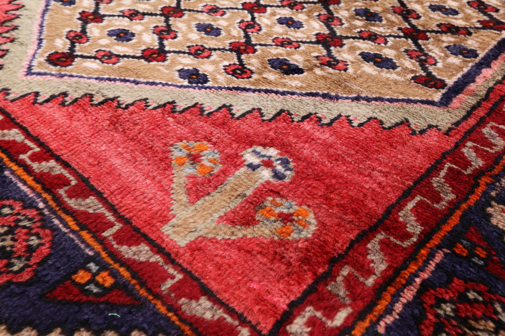 New Authentic Persian Hamadan Hand Knotted Runner Rug - 3' 6" X 13' 5" - Golden Nile