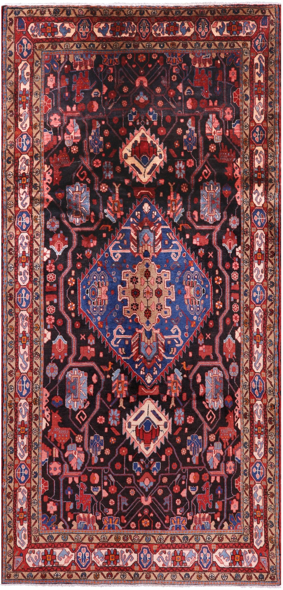 Black New Authentic Nahavand Persian Rug - 5' 5" X 11' 7" - Golden Nile