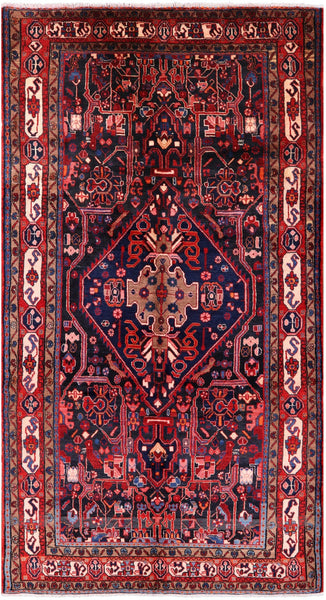 Black New Authentic Hand Knotted Persian Nahavand Rug - 5' 10" X 10' 9" - Golden Nile