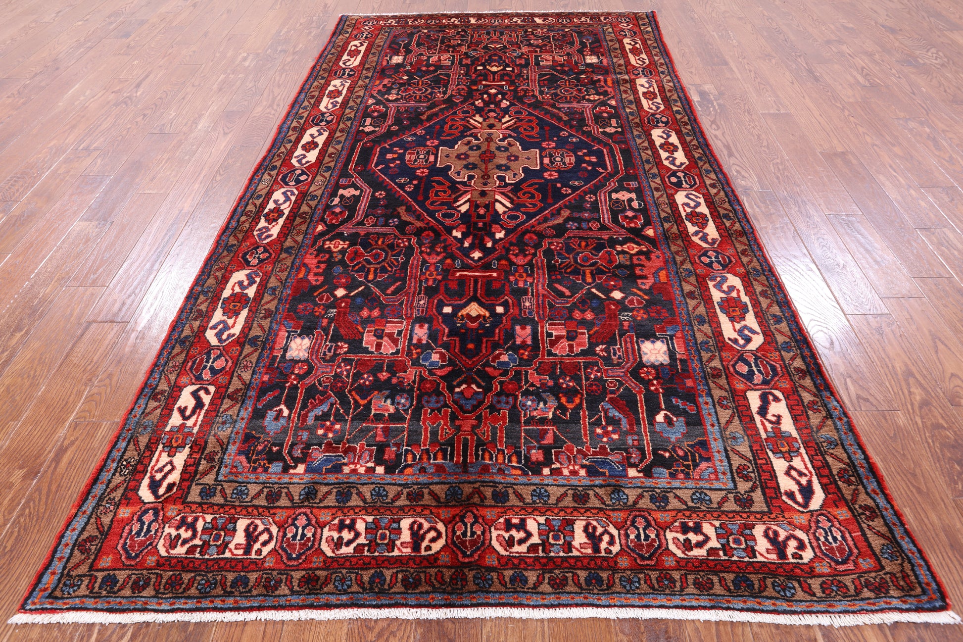 Black New Authentic Hand Knotted Persian Nahavand Rug - 5' 10" X 10' 9" - Golden Nile