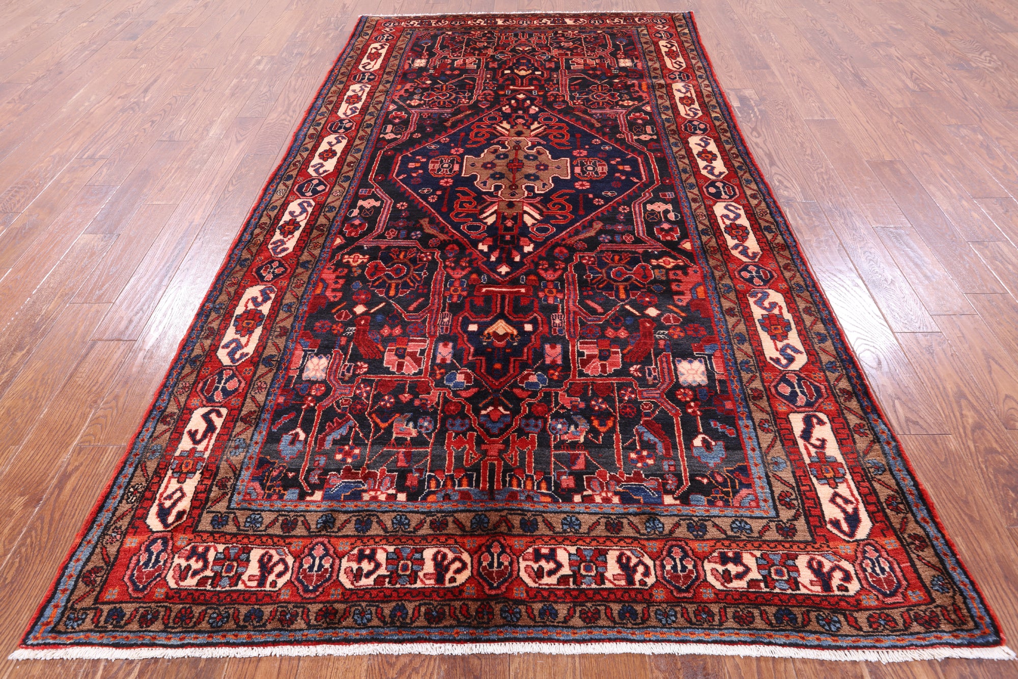Black New Authentic Hand Knotted Persian Nahavand Rug - 5' 10" X 10' 9" - Golden Nile