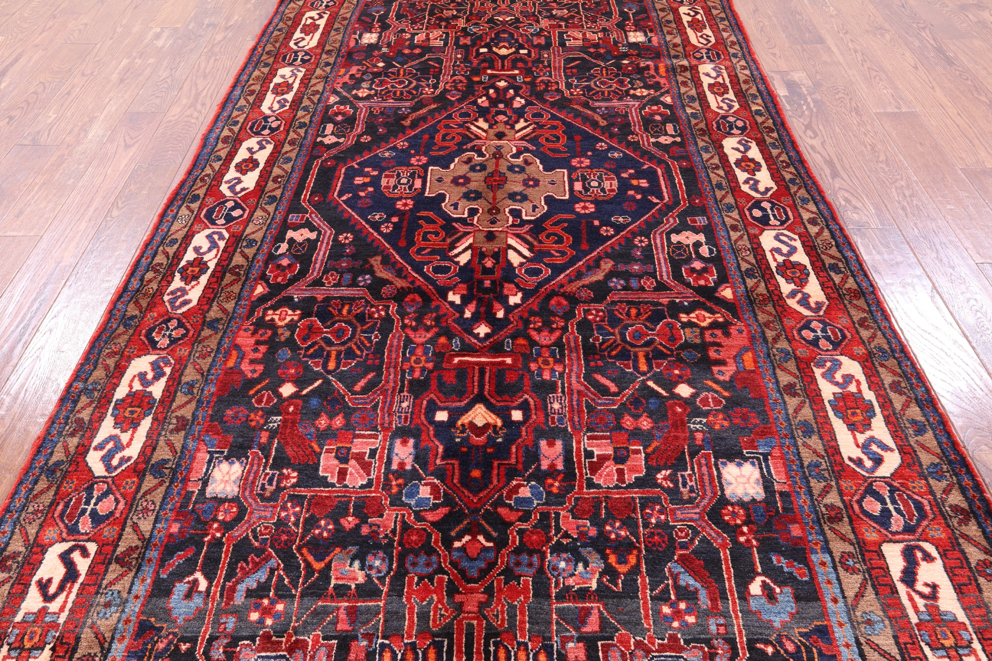 Black New Authentic Hand Knotted Persian Nahavand Rug - 5' 10" X 10' 9" - Golden Nile