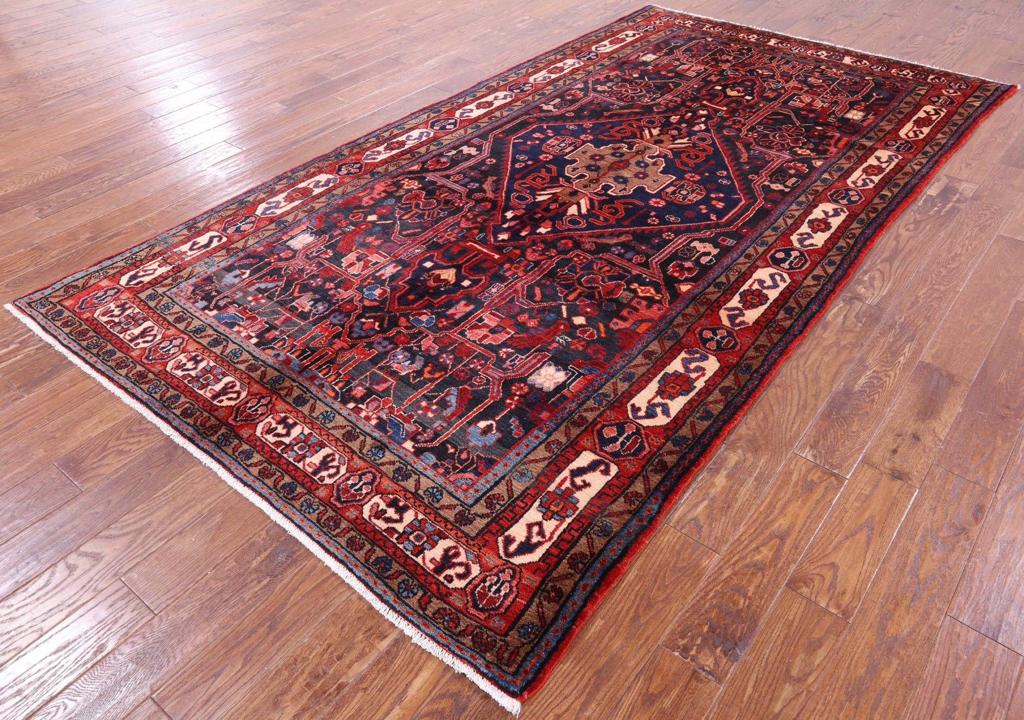 Black New Authentic Hand Knotted Persian Nahavand Rug - 5' 10" X 10' 9" - Golden Nile