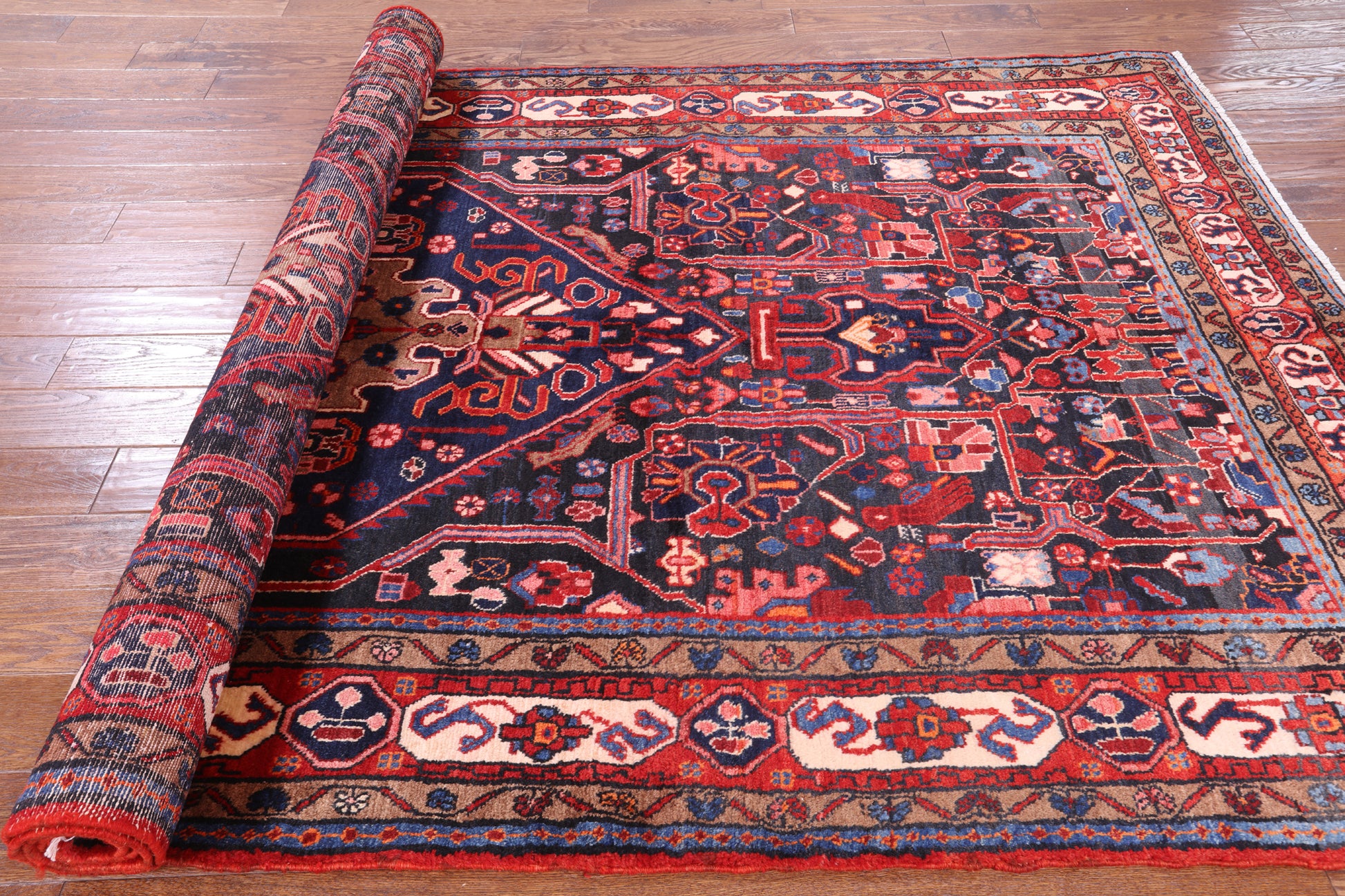 Black New Authentic Hand Knotted Persian Nahavand Rug - 5' 10" X 10' 9" - Golden Nile