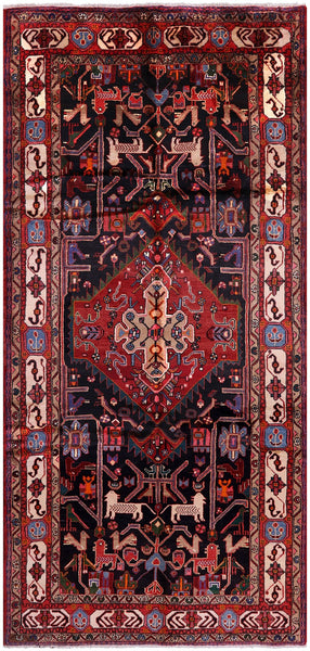 Black New Authentic Persian Hamadan Rug - 5' 0" X 10' 8" - Golden Nile