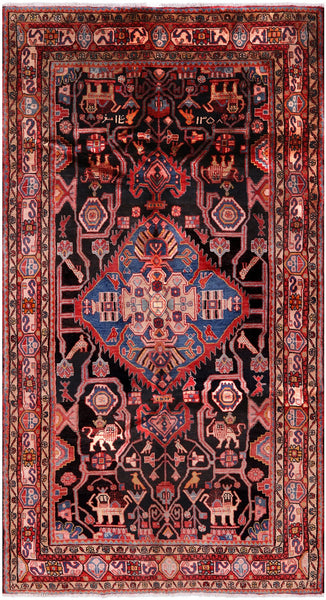 Black New Authentic Persian Nahavand Rug - 5' 3" X 9' 7" - Golden Nile