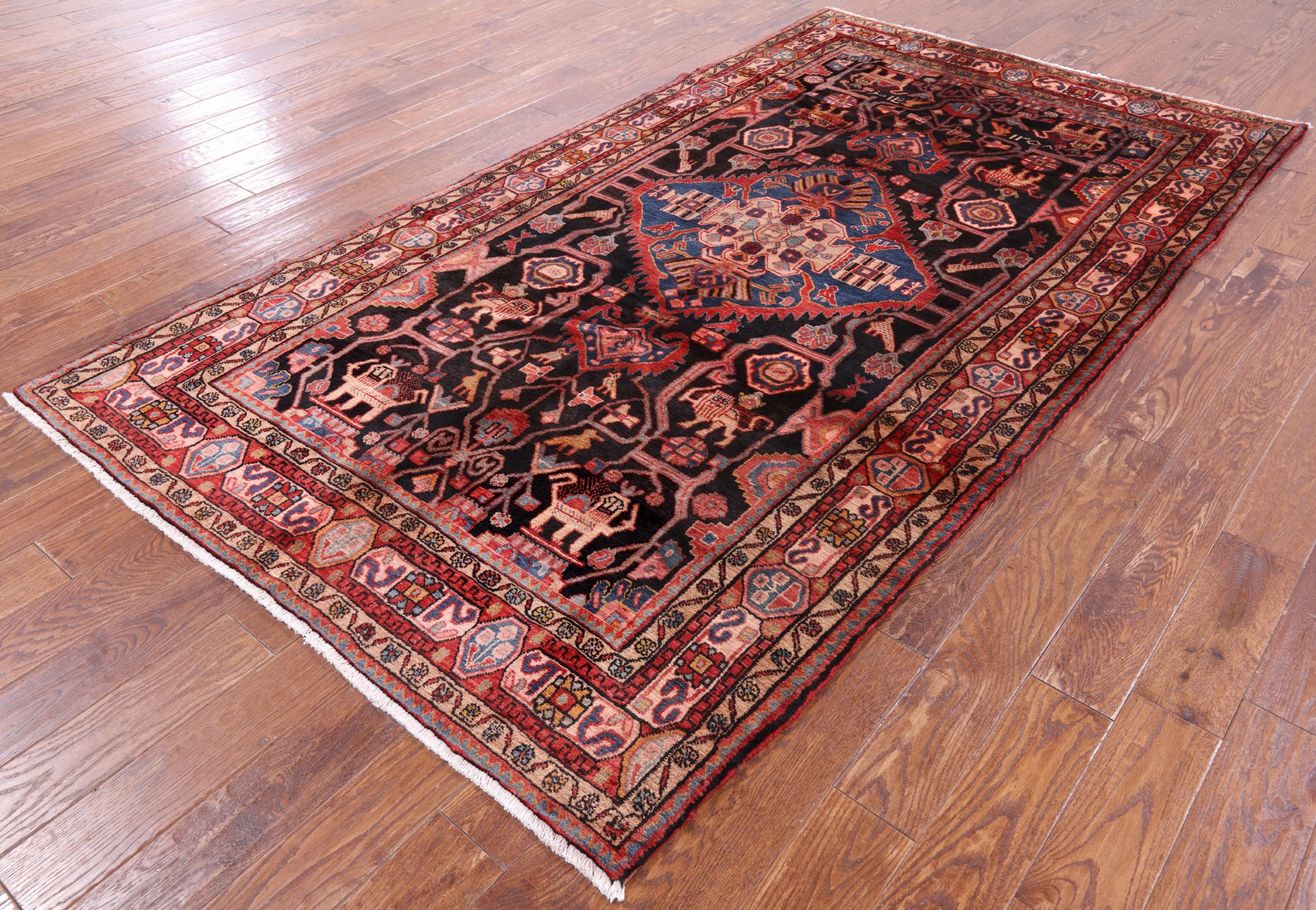 Black New Authentic Persian Nahavand Rug - 5' 3" X 9' 7" - Golden Nile