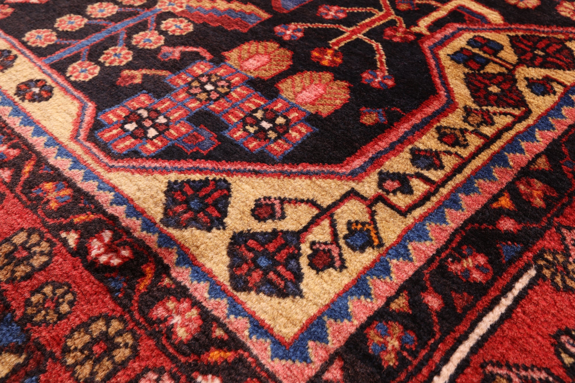 Black Hand Knotted New Authentic Persian Nahavand Wool Rug - 5' 7" X 11' - Golden Nile