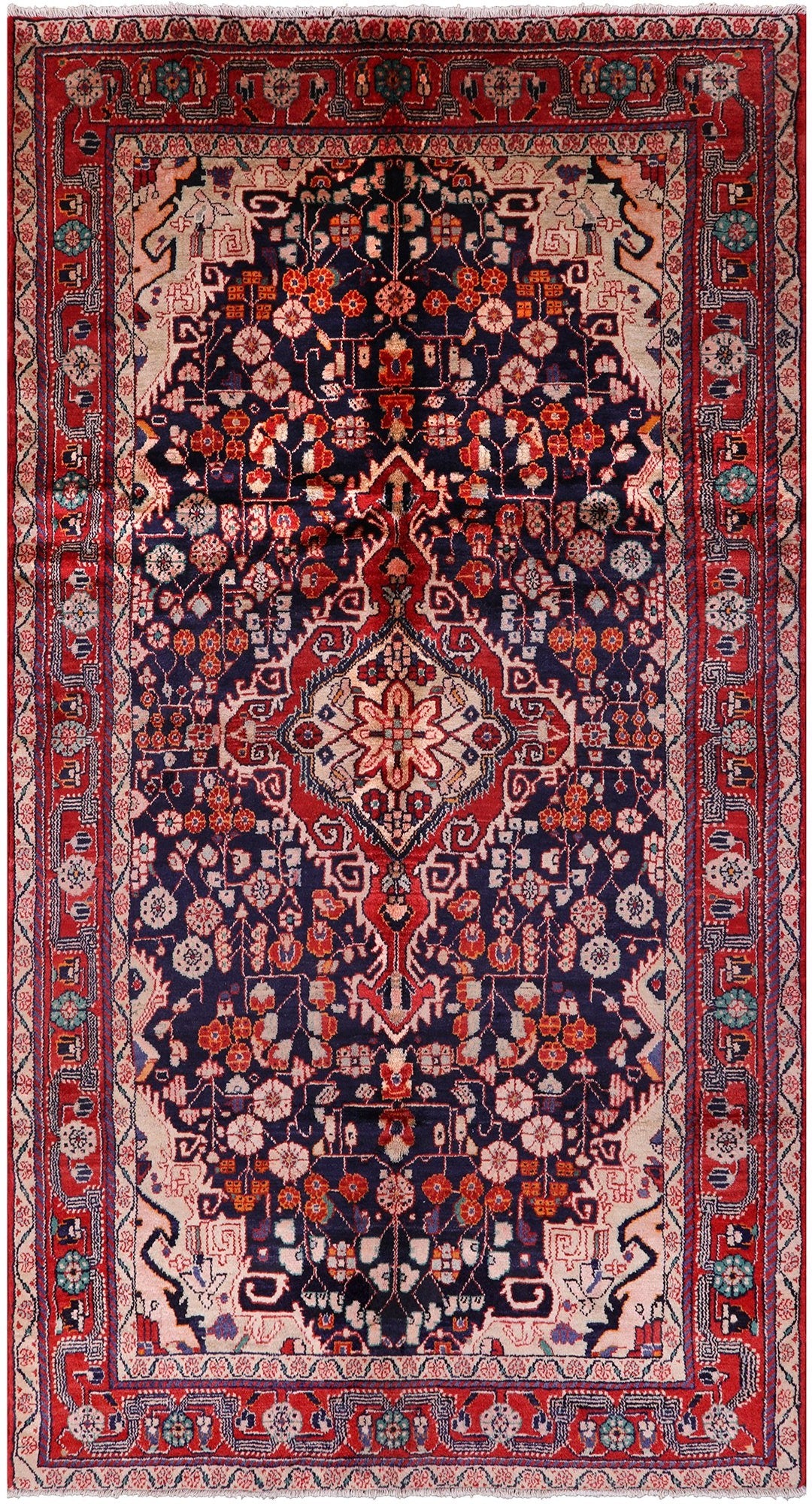 Blue New Persian Nahavand Hand Knotted Wool Rug - 5' 4" X 10' 3" - Golden Nile