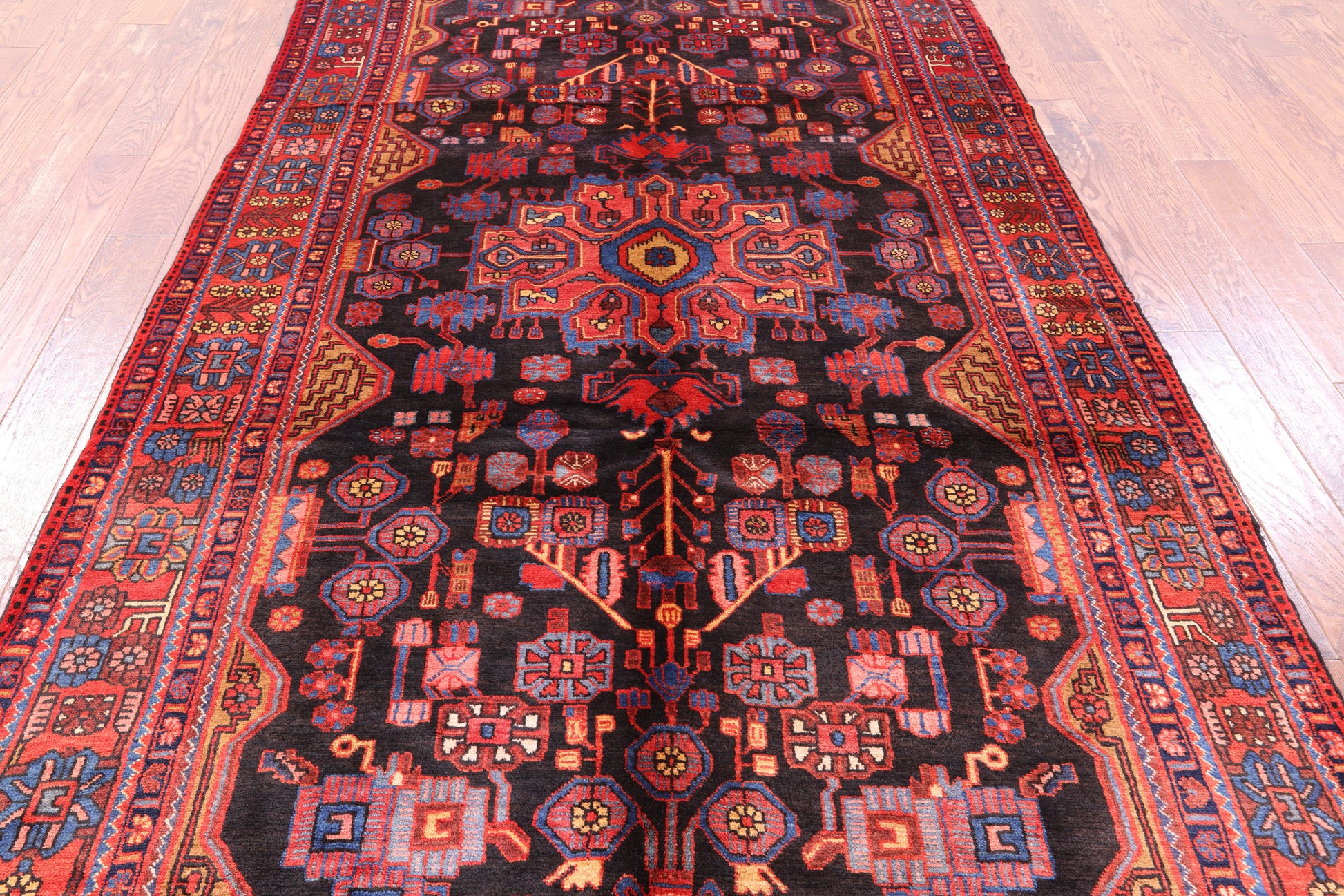 Black New Authentic Persian Nahavand Handmade Rug - 5' 9" X 10' 8" - Golden Nile