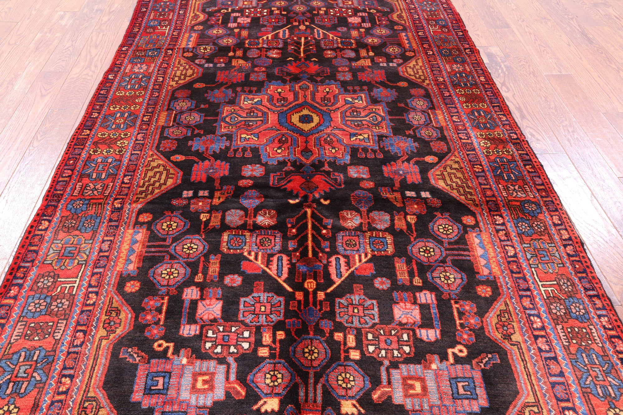 Black New Authentic Persian Nahavand Handmade Rug - 5' 9" X 10' 8" - Golden Nile