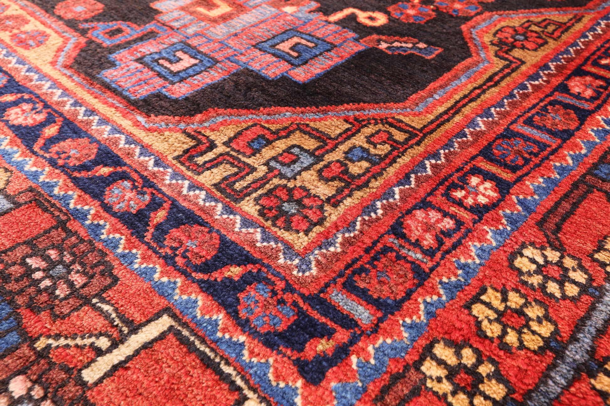 Black New Authentic Persian Nahavand Handmade Rug - 5' 9" X 10' 8" - Golden Nile