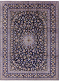 Blue New Authentic Persian Kashan Hand Knotted Wool Rug - 10' 2" X 13' 5" - Golden Nile