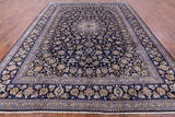 Blue New Authentic Persian Kashan Hand Knotted Wool Rug - 10' 2" X 13' 5" - Golden Nile