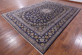 Blue New Authentic Persian Kashan Hand Knotted Wool Rug - 10' 2" X 13' 5" - Golden Nile