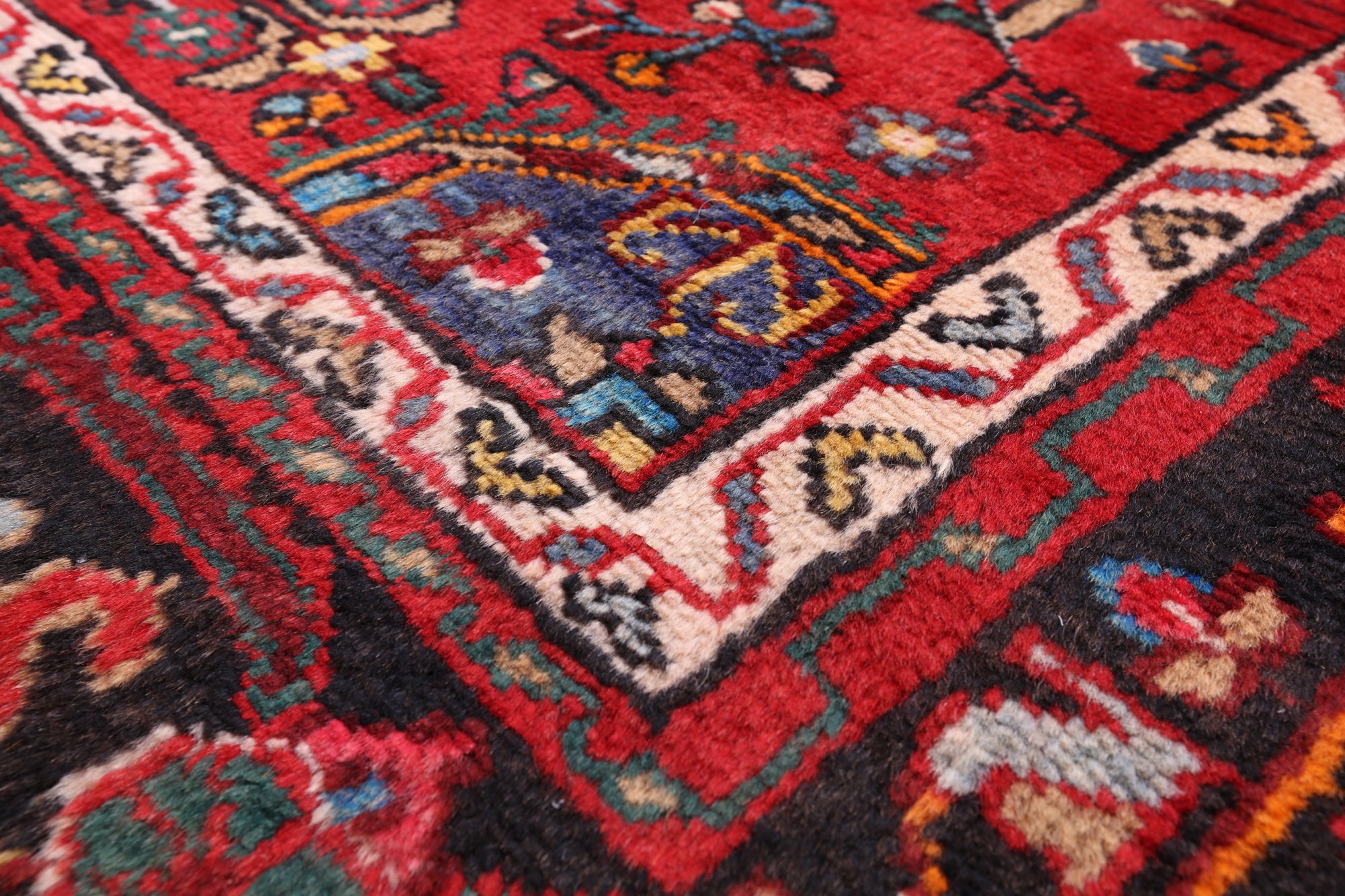 Black New Persian Authentic Hamadan Wool Rug - 5' 4" X 9' 9" - Golden Nile