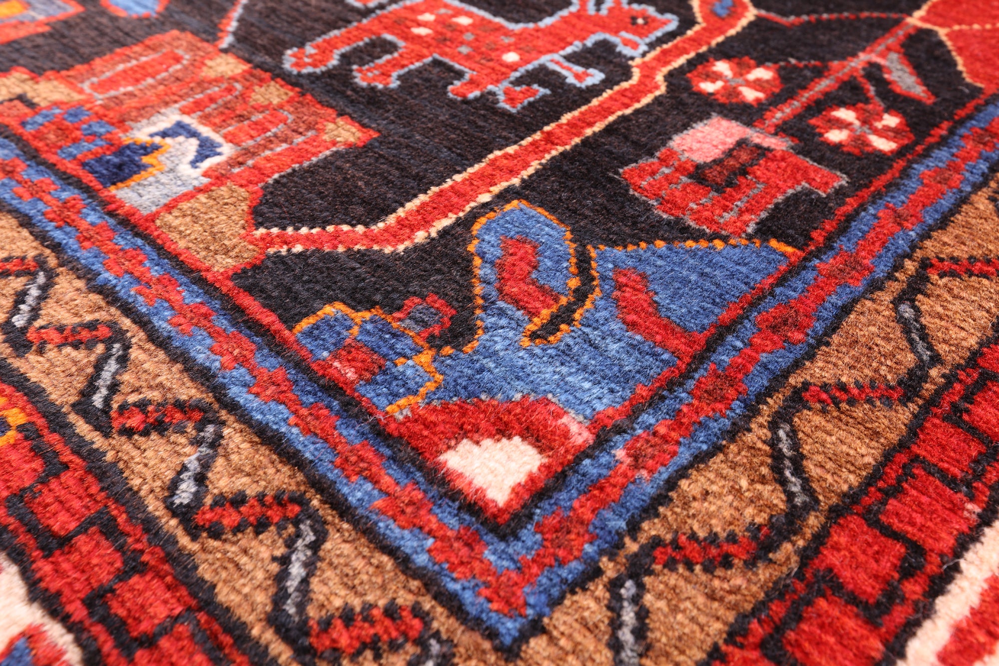Black Handmade New Authentic Persian Hamadan Wool Rug - 5' 7" X 9' 9" - Golden Nile