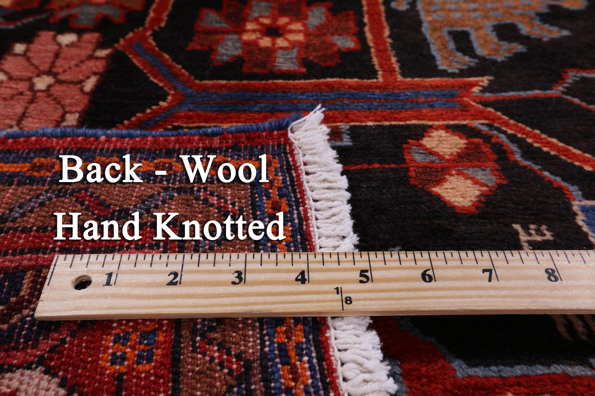 Black Handmade New Authentic Persian Hamadan Wool Rug - 5' 7" X 9' 9" - Golden Nile