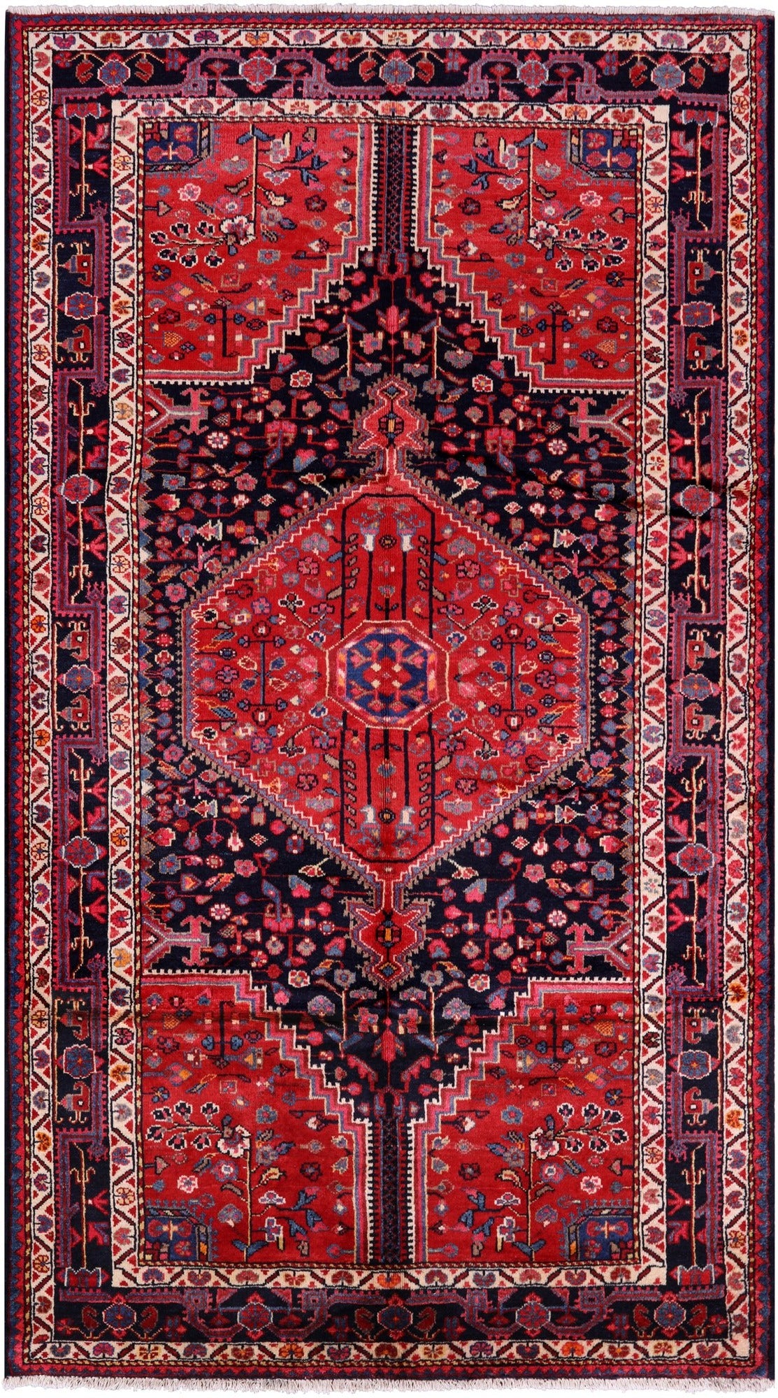 New Authentic Persian Nahavand Hand Knotted Rug - 5' 1" X 9' 0" - Golden Nile