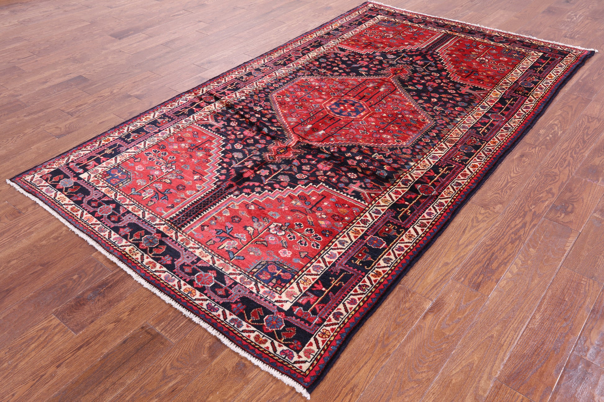 New Authentic Persian Nahavand Hand Knotted Rug - 5' 1" X 9' 0" - Golden Nile
