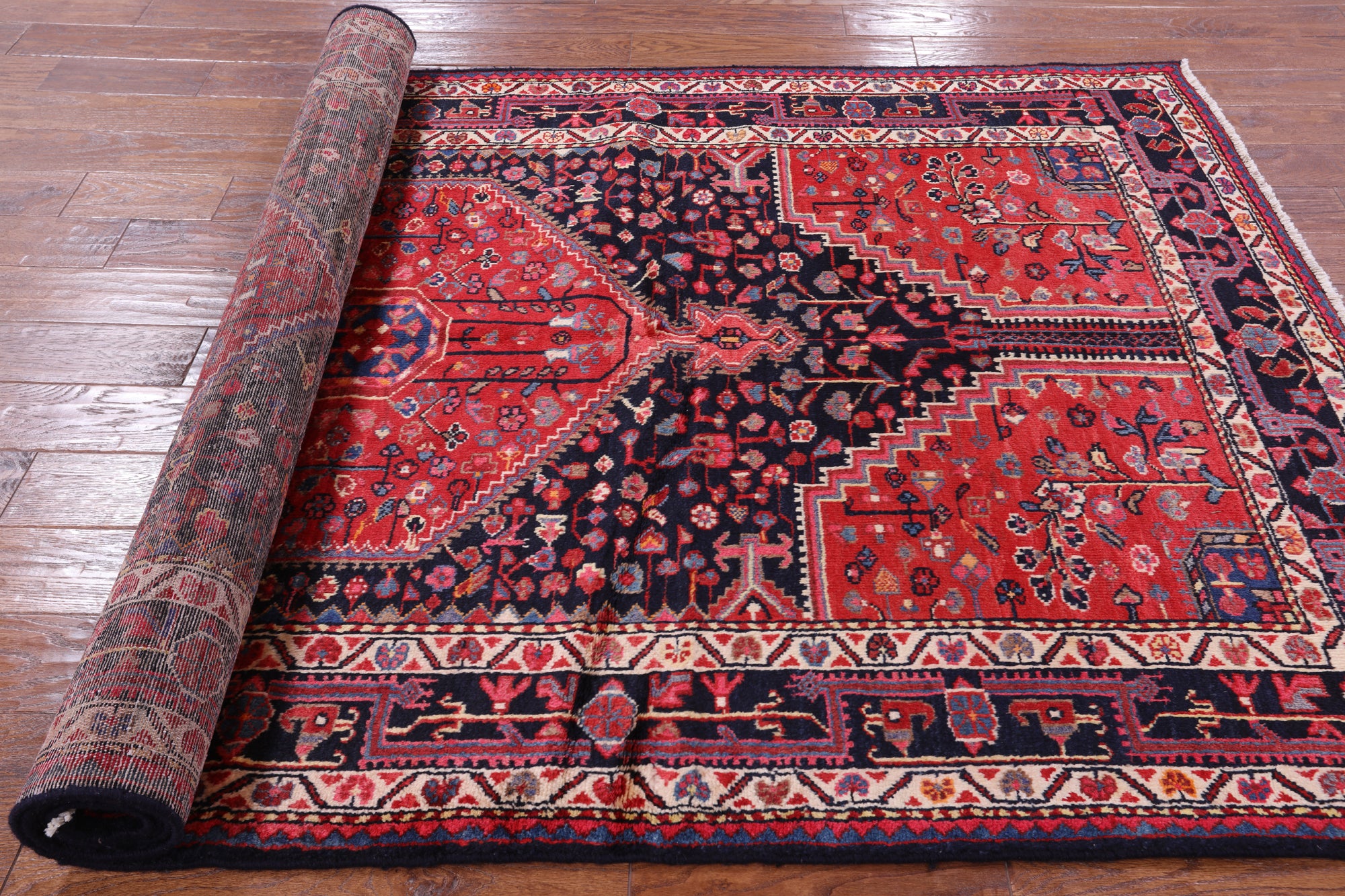 New Authentic Persian Nahavand Hand Knotted Rug - 5' 1" X 9' 0" - Golden Nile