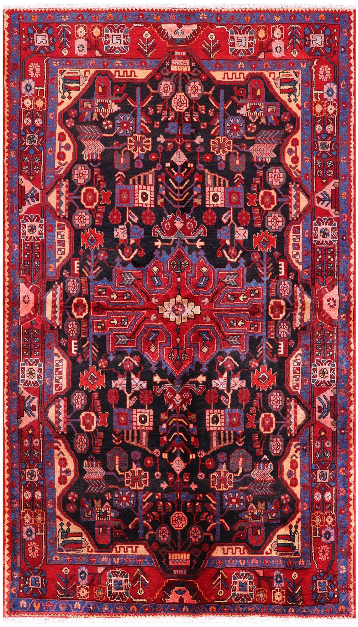 Black New Authentic Persian Nahavand Rug - 5' 4" X 9' 3" - Golden Nile
