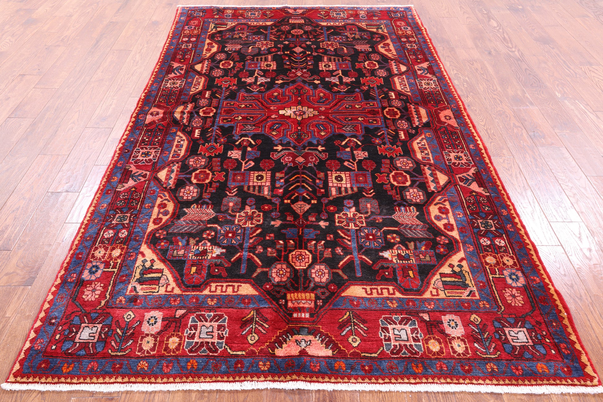 Black New Authentic Persian Nahavand Rug - 5' 4" X 9' 3" - Golden Nile