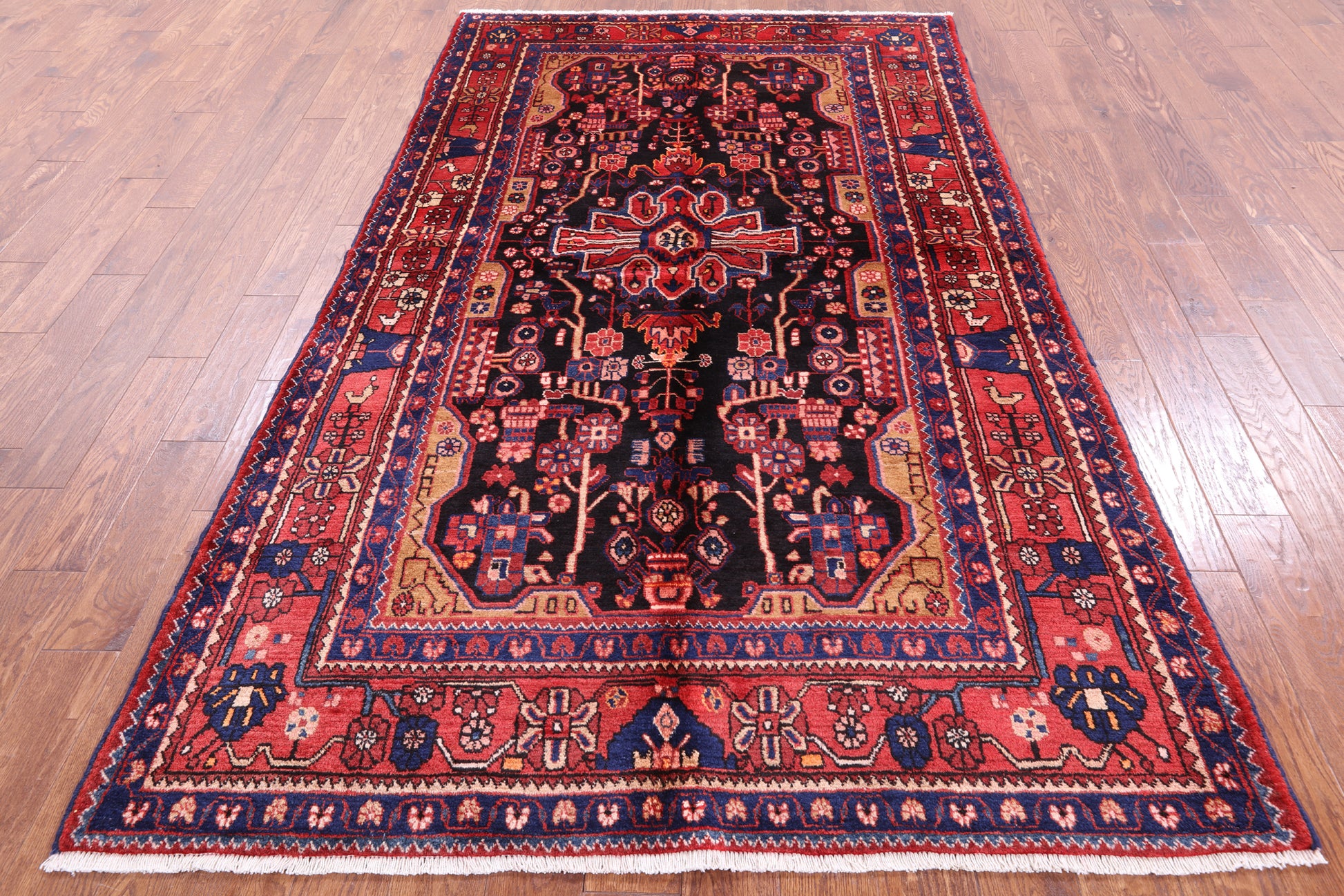 Black New Authentic Persian Nahavand Wool Rug - 5' 3" X 9' 0" - Golden Nile