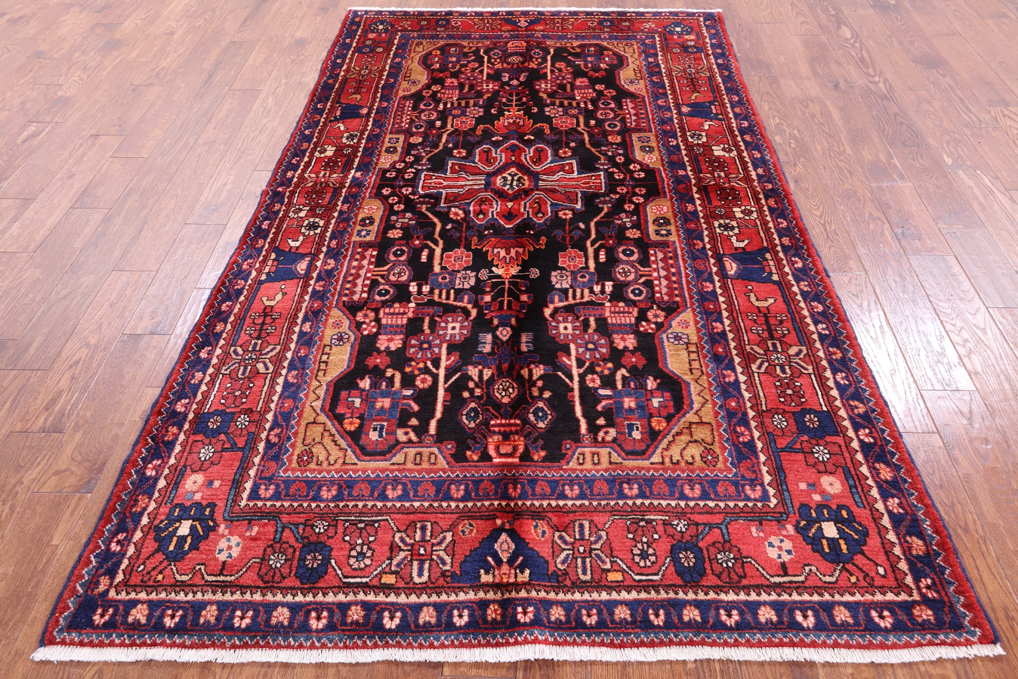 Black New Authentic Persian Nahavand Wool Rug - 5' 3" X 9' 0" - Golden Nile